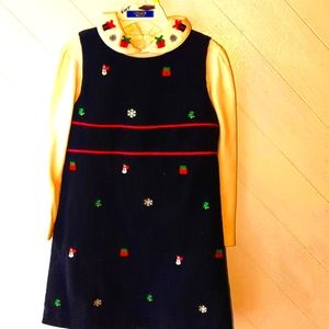 Heartstrings Girls 2 piece Christmas dress and top, size 5 pet free nosmok house